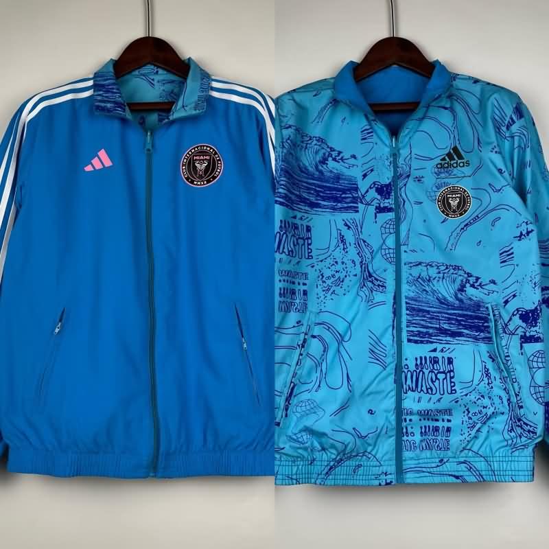 Thailand Quality(AAA) 2023 Inter Miami Blue Blue Reversible Soccer Windbreaker