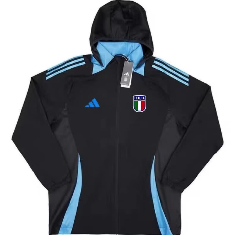 Thailand Quality(AAA) 2024 Italy Black Soccer Windbreaker