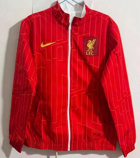 Thailand Quality(AAA) 23/24 Liverpool Red White Reversible Soccer Windbreaker