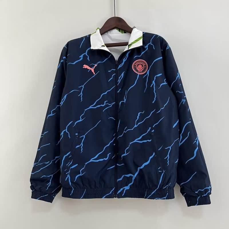 Thailand Quality(AAA) 23/24 Manchester City Blue Colorful Reversible Soccer Windbreaker
