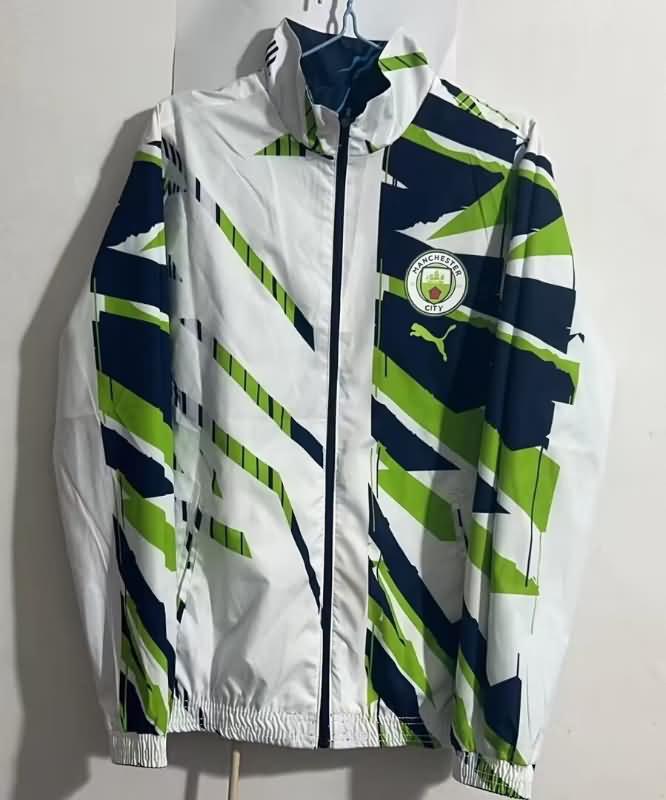 Thailand Quality(AAA) 23/24 Manchester City Dark Blue Colorful Reversible Soccer Windbreaker