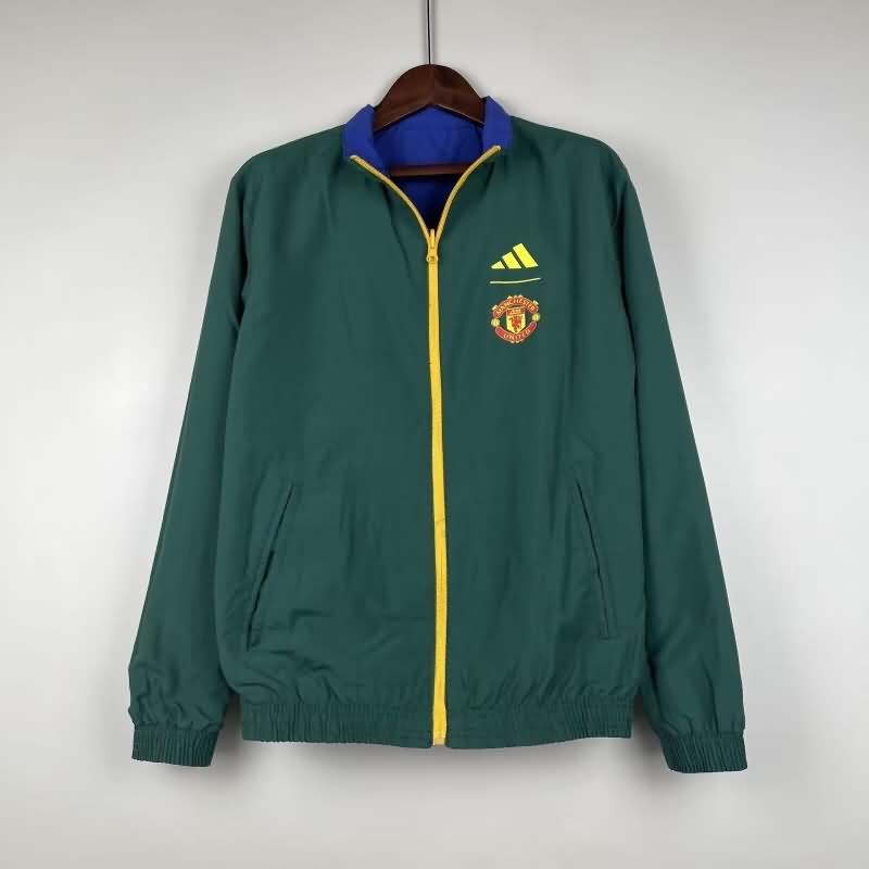Thailand Quality(AAA) 23/24 Manchester United Blue Green Soccer Windbreaker