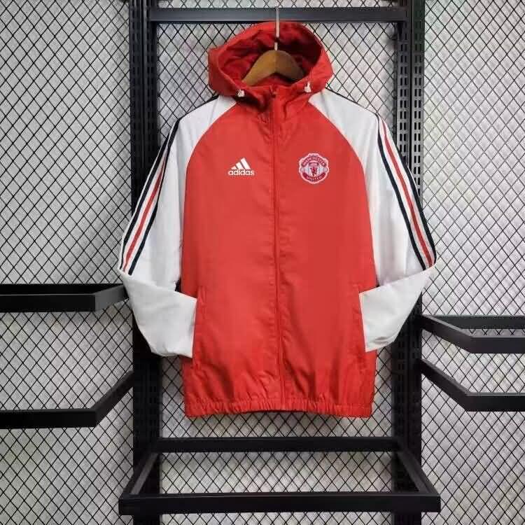 Thailand Quality(AAA) 23/24 Manchester United Red Soccer Windbreaker 02