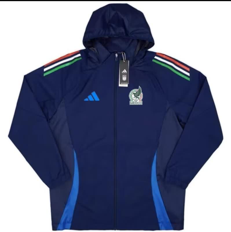 Thailand Quality(AAA) 2024 Mexico Dark Blue Soccer Windbreaker