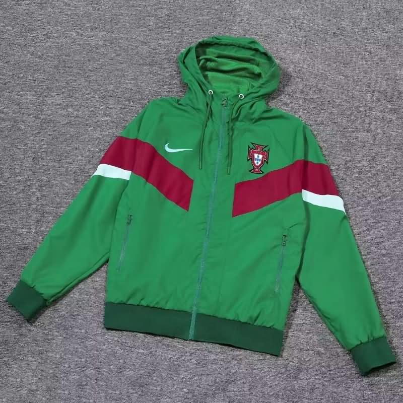 Thailand Quality(AAA) 2024 Portugal Green Soccer Windbreaker