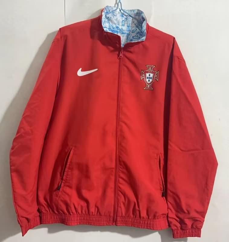 Thailand Quality(AAA) 2024 Portugal Red White Reversible Soccer Windbreaker