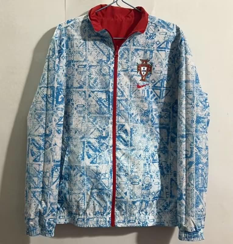 Thailand Quality(AAA) 2024 Portugal Red White Reversible Soccer Windbreaker