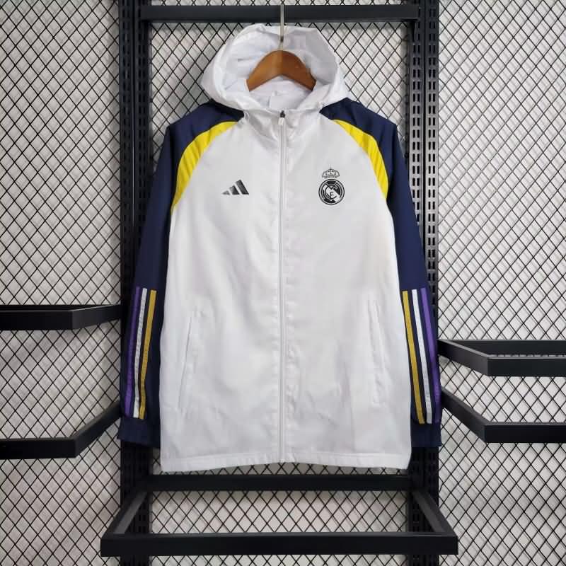 Thailand Quality(AAA) 23/24 Real Madrid White Soccer Windbreaker 02