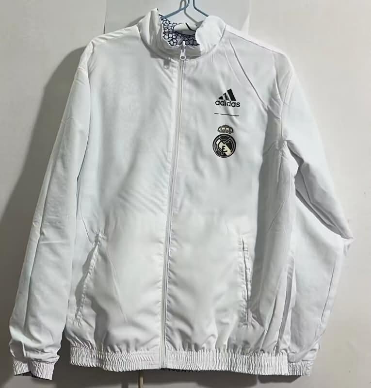 Thailand Quality(AAA) 23/24 Real Madrid White Reversible Soccer Windbreaker