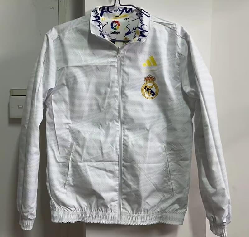 Thailand Quality(AAA) 23/24 Real Madrid White Reversible Soccer Windbreaker 02