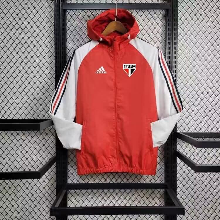 Thailand Quality(AAA) 2024 Sao Paulo Red Soccer Windbreaker