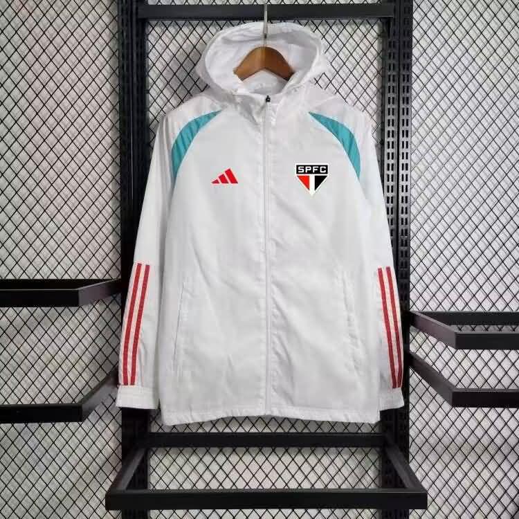 Thailand Quality(AAA) 2023 Sao Paulo White Soccer Windbreaker