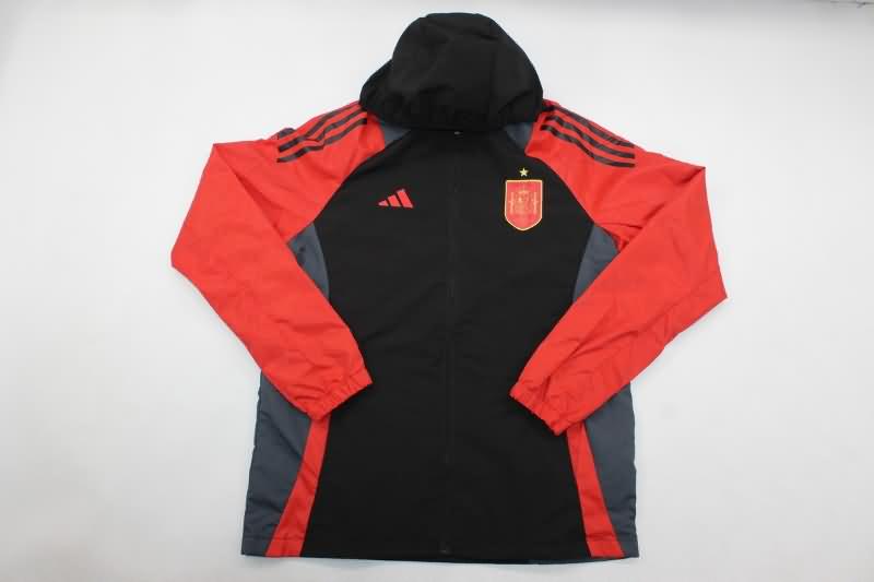 Thailand Quality(AAA) 2024 Spain Black Soccer Windbreaker