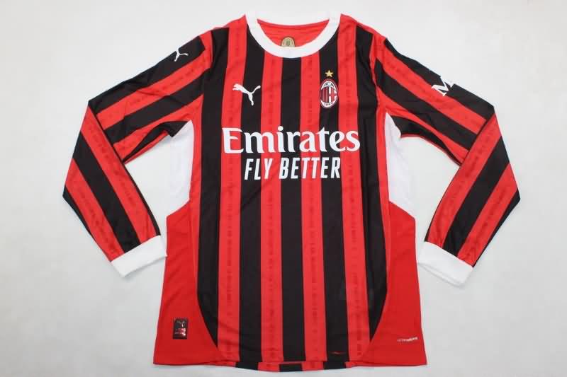 Thailand Quality(AAA) 24/25 AC Milan Home Long Sleeve Soccer Jersey (Player)