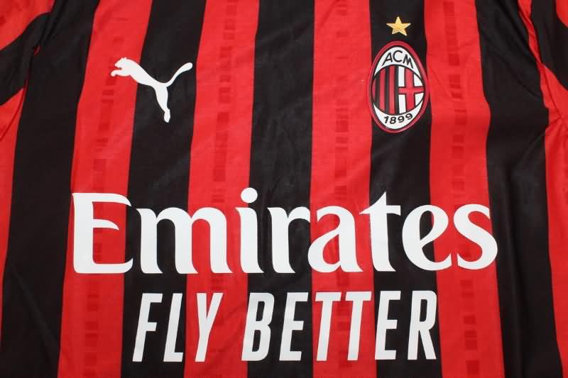Thailand Quality(AAA) 24/25 AC Milan Home Long Sleeve Soccer Jersey (Player)