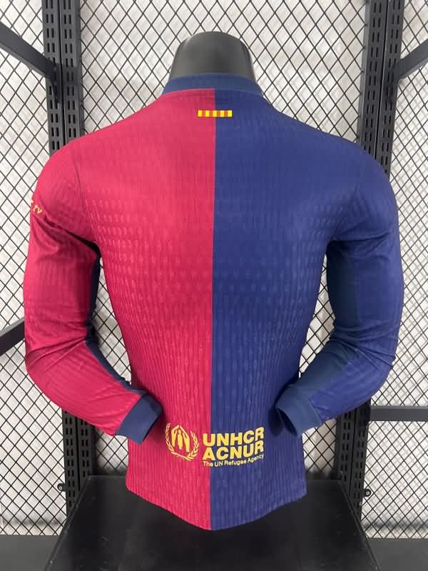 Thailand Quality(AAA) 24/25 Barcelona Home LS Soccer Jersey (Player) Sponsor 03