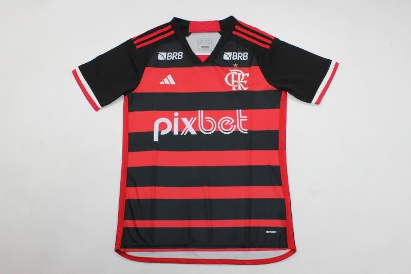 Thailand Quality(AAA) 2024 Flamengo Home Soccer Jersey Sponsor