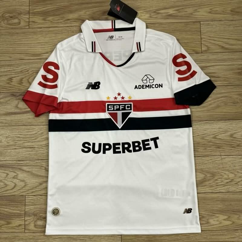 Thailand Quality(AAA) 2024 Sao Paulo Home Soccer Jersey Sponsor