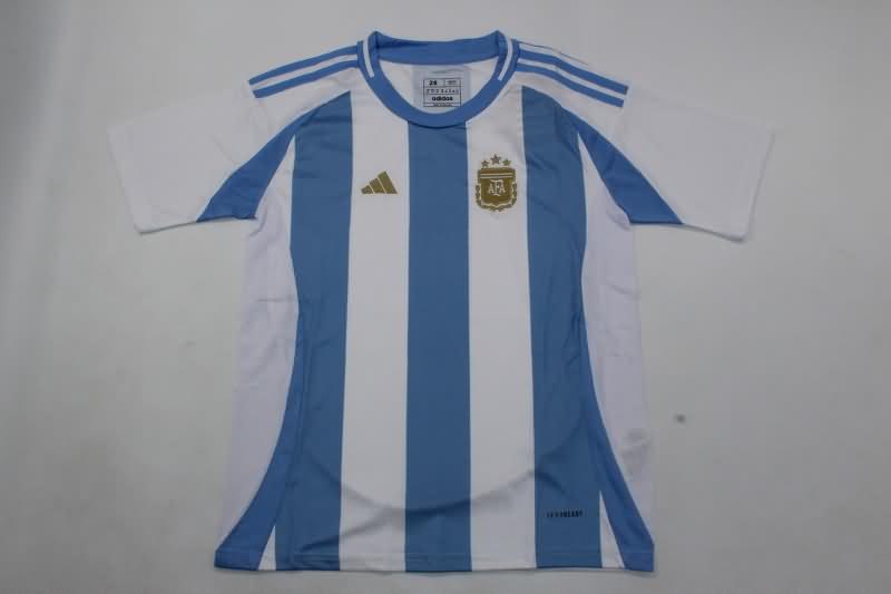 2024 Argentina Copa America Home Kids Soccer Jersey And Shorts