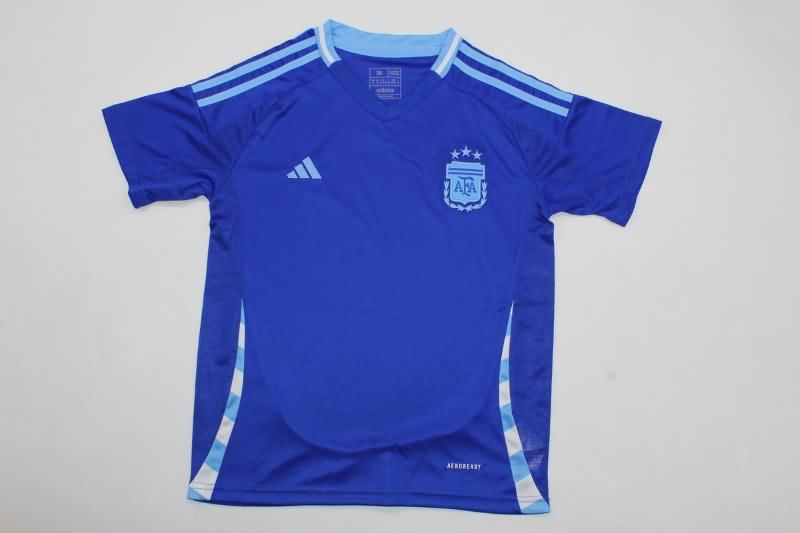 2024 Argentina Copa America Away Kids Soccer Jersey And Shorts