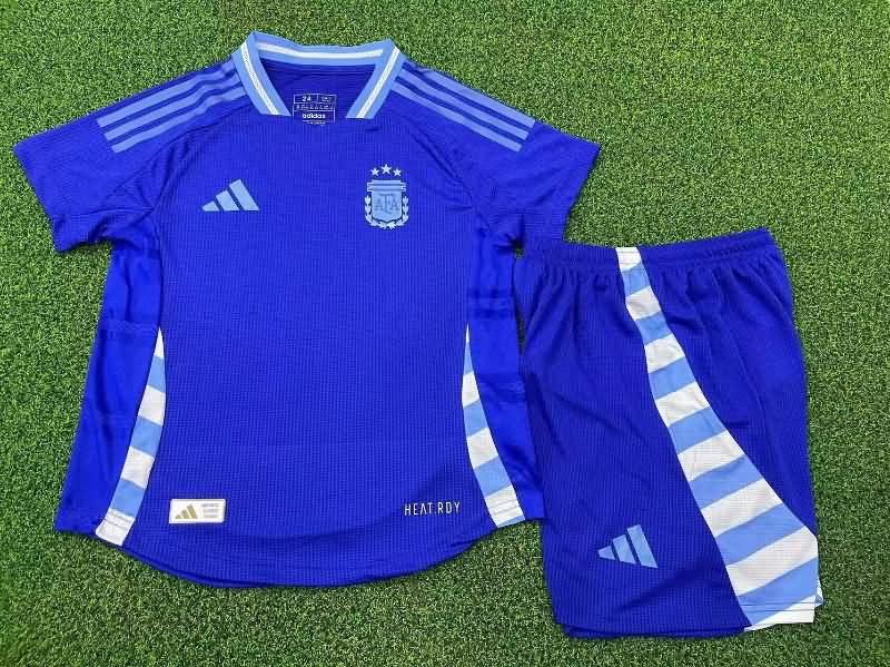 2024 Argentina Copa America Away Kids Soccer Jersey And Shorts (Player)