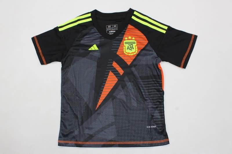 2024 Argentina Copa America Goalkeeper Black Kids Soccer Jersey And Shorts