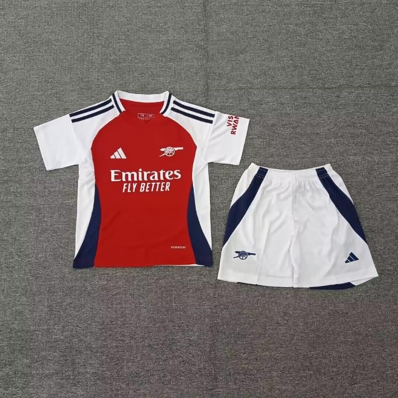 24/25 Arsenal Home Kids Soccer Jersey And Shorts Leaked