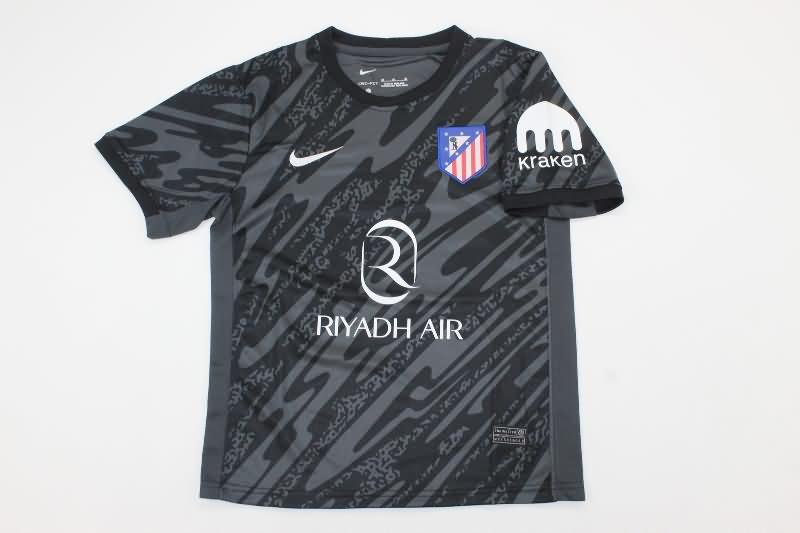 24/25 Atletico Madrid Goalkeeper Black Kids Soccer Jersey And Shorts