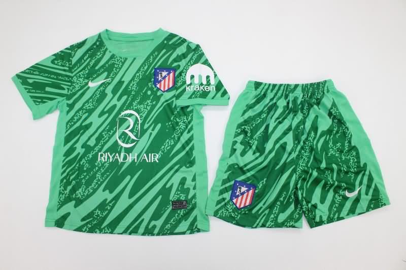 24/25 Atletico Madrid Goalkeeper Green Kids Soccer Jersey And Shorts