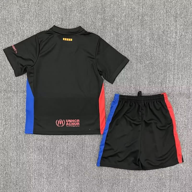 24/25 Barcelona Away Kids Soccer Jersey And Shorts Sponsor 03