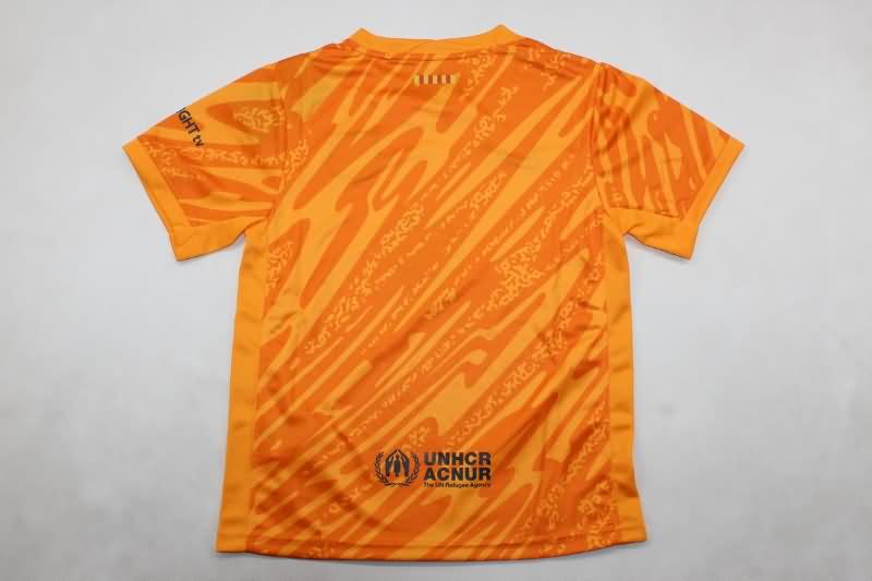 24/25 Barcelona Goalkeeper Orange Kids Soccer Jersey And Shorts