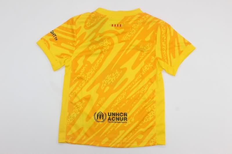 24/25 Barcelona Goalkeeper Yellow Kids Soccer Jersey And Shorts