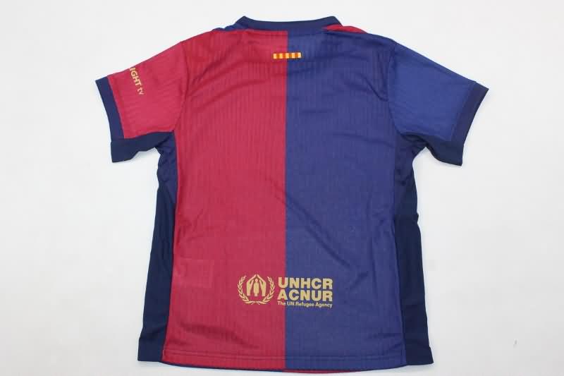 24/25 Barcelona Home Kids Soccer Jersey And Shorts Sponsor