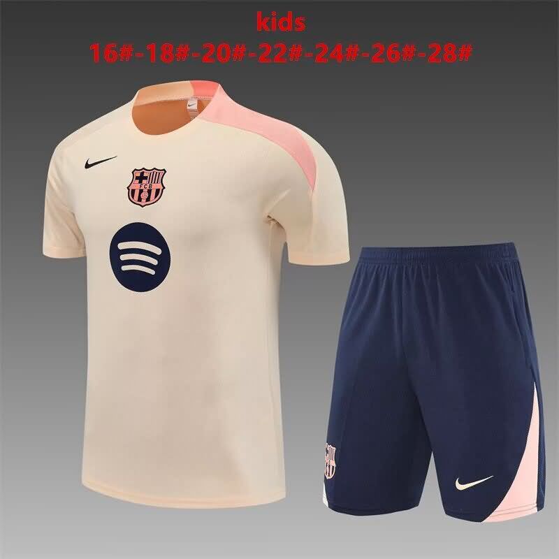 24/25 Barcelona Training Kids Soccer Jersey And Shorts 03