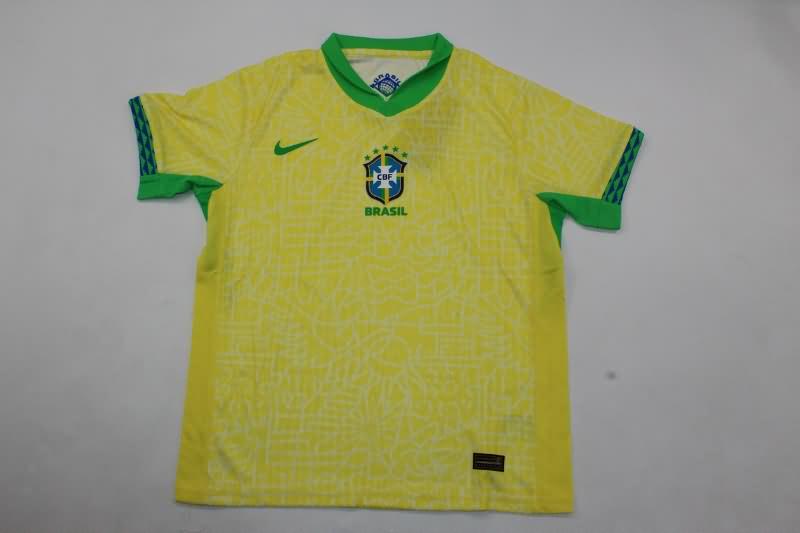 2024 Brazil Copa America Home Kids Soccer Jersey And Shorts (Player)