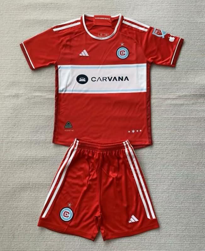 2024 Chicago Fire Home Kids Soccer Jersey And Shorts