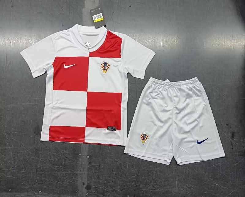 2024 Croatia Home Kids Soccer Jersey And Shorts