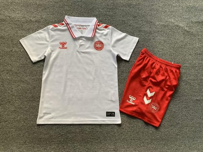 2024 Denmark Away Kids Soccer Jersey And Shorts