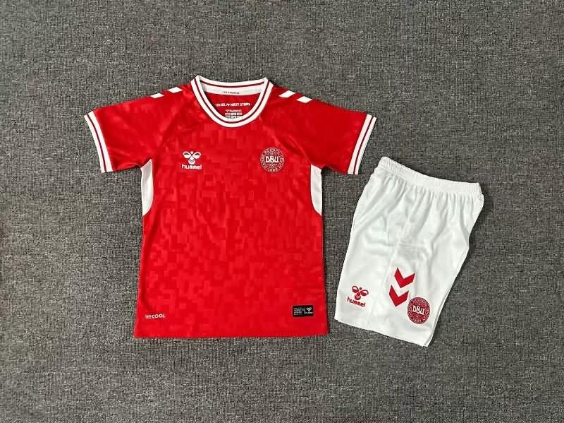 2024 Denmark Home Kids Soccer Jersey And Shorts