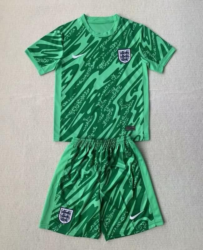 2024 England Goalkeeper Green Kids Soccer Jersey And Shorts