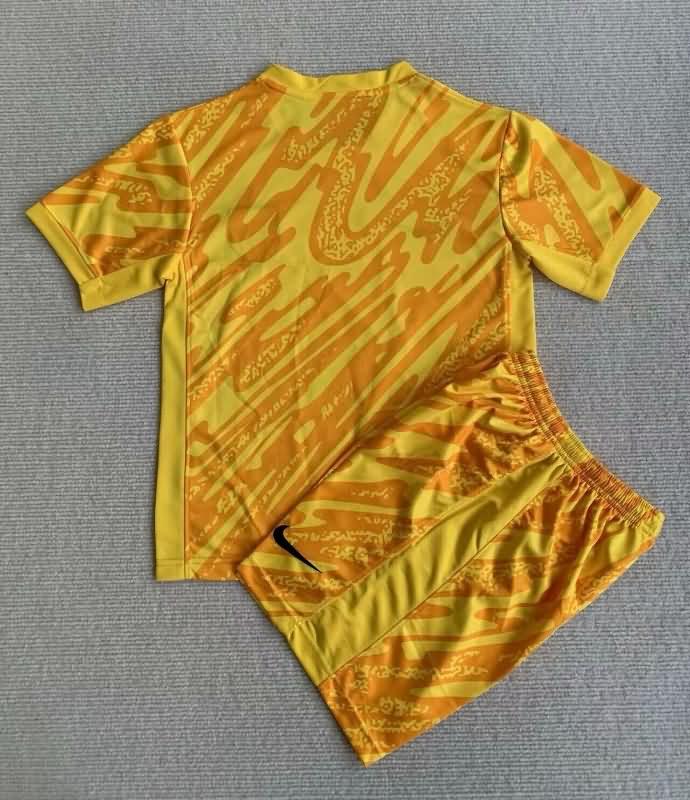 2024 England Goalkeeper Yellow Kids Soccer Jersey And Shorts
