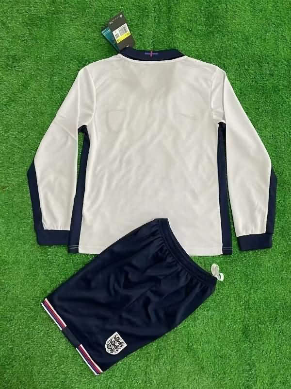 2024 England Home Long Sleeve Kids Soccer Jersey And Shorts