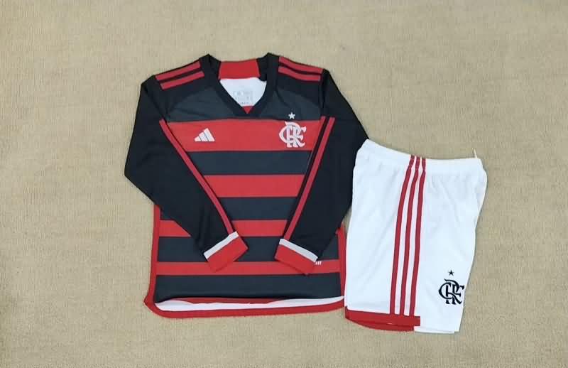 2024 Flamengo Home Long Sleeve Kids Soccer Jersey And Shorts