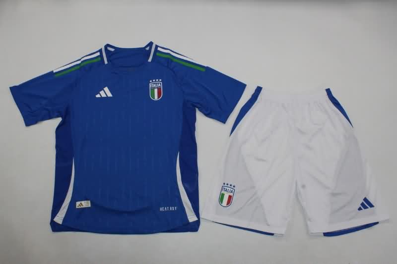 2024 Italy Home Kids Soccer Jersey And Shorts (Player)