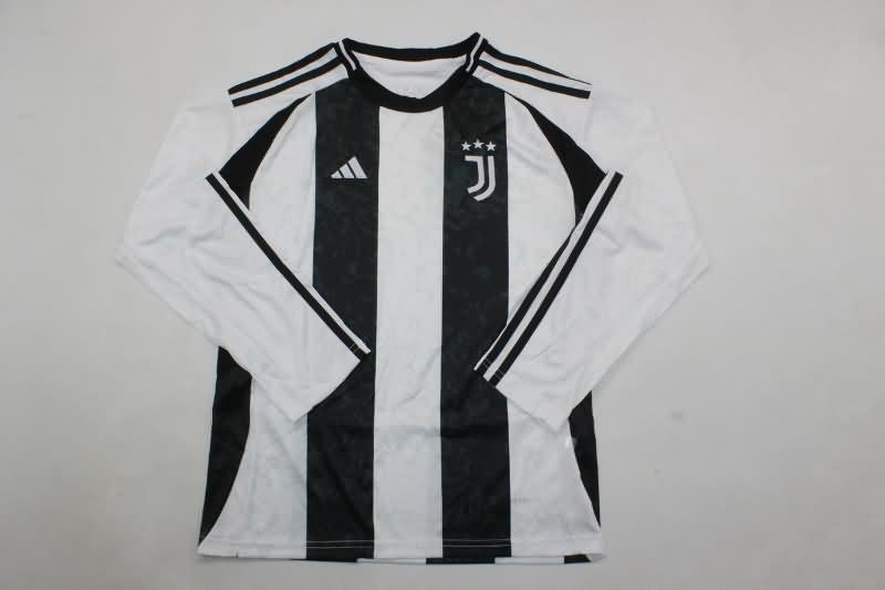24/25 Juventus Home Long Sleeve Kids Soccer Jersey And Shorts