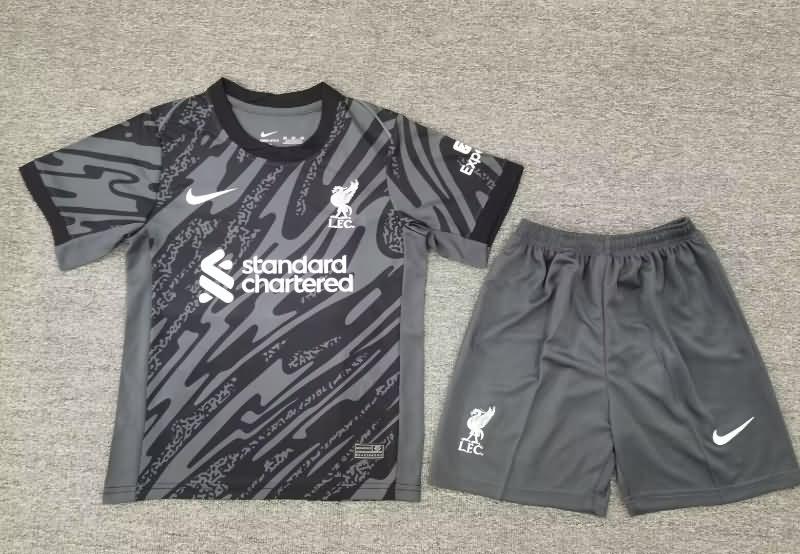 24/25 Liverpool Goalkeeper Grey Kids Soccer Jersey And Shorts Leaked