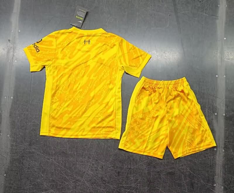 24/25 Liverpool Goalkeeper Yellow Kids Soccer Jersey And Shorts Leaked