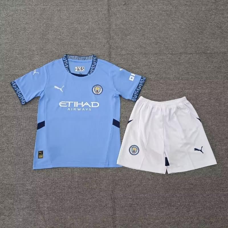 24/25 Manchester City Home Kids Soccer Jersey And Shorts