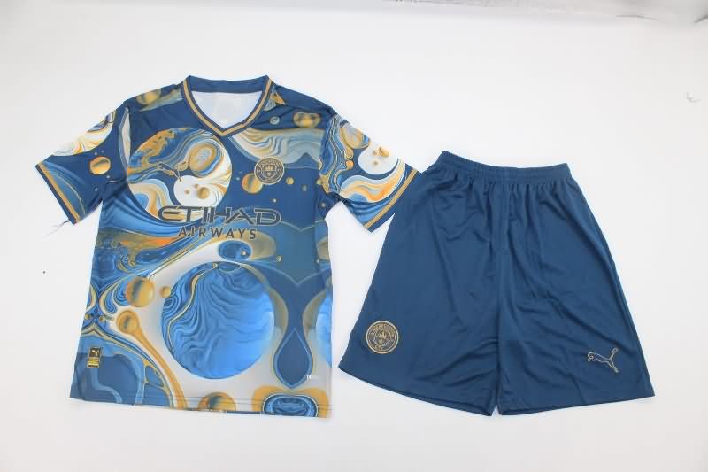 24/25 Manchester City Special Kids Soccer Jersey And Shorts