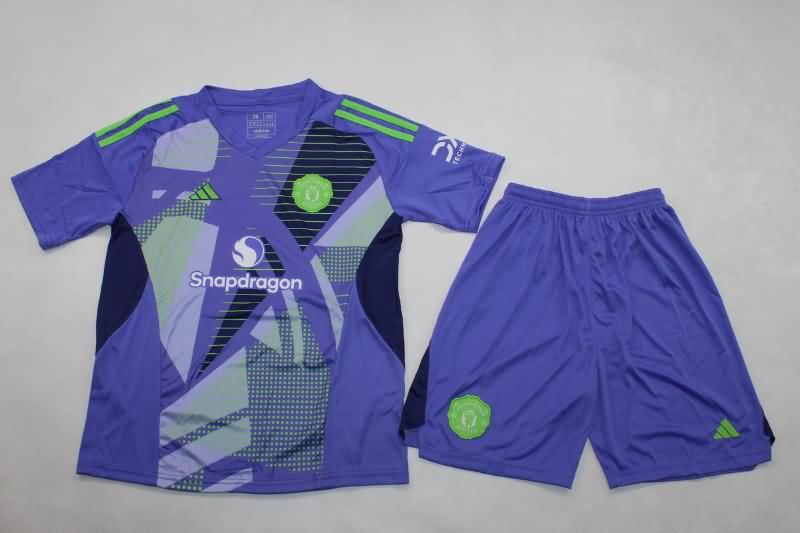 24/25 Manchester United Goalkeeper Purples Kids Soccer Jersey And Shorts